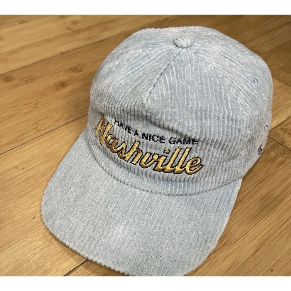 HAVE A NICE‎ GAME Nashville Script Light Baby Blue Corduroy Retro Snapback Hat